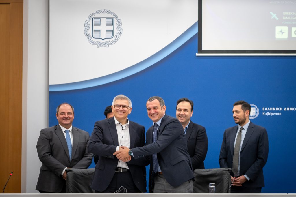 Bollanos Svein Lokas (ESA) Minister Papastergiou, Vice Minister Kyranakis & Sec Gen Karatzalos